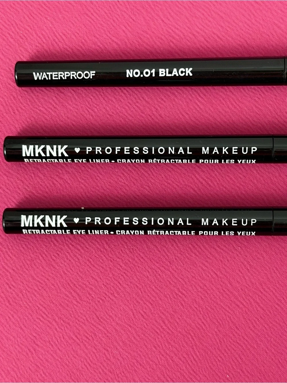 MKNK Professional Waterproof Twist Up Black Gel Crayon Eyeliner (Set of 3) NWT